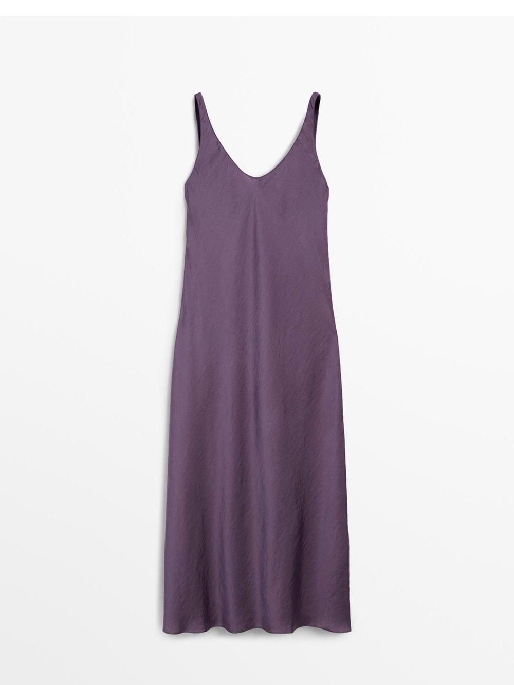 Massimo Dutti Sleeveless V-Neck Midi Dress in Mauve Purple
